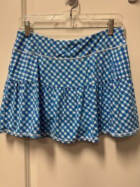 Lilly Pulitzer Blue and White Gingham Skater Skirt